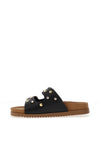 Drilleys Ninety-Seven Smooth Leather Stud Strap Mule Sandals, Black