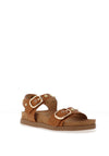 Drilleys Ninety-Eight Smooth Leather Stud Sling Back Sandals, Brown