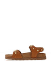 Drilleys Ninety-Eight Smooth Leather Stud Sling Back Sandals, Brown
