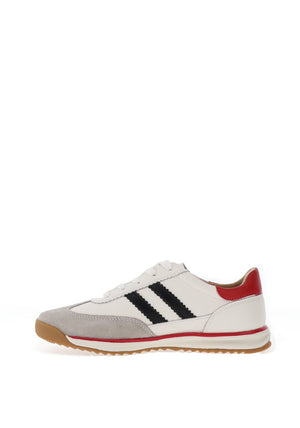Drilleys Seventy-Three Leather Colour Block Trainers, White & Grey