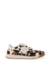 Drilleys Seventy-Three Faux Leather Pony Hair Trainers, Cream & Brown