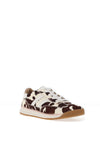 Drilleys Seventy-Three Faux Leather Pony Hair Trainers, Cream & Brown