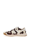 Drilleys Seventy-Three Faux Leather Pony Hair Trainers, Cream & Brown
