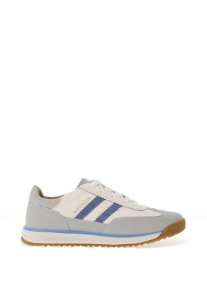 Drilleys Seventy-Three Leather Colour Block Trainers, White & Blue