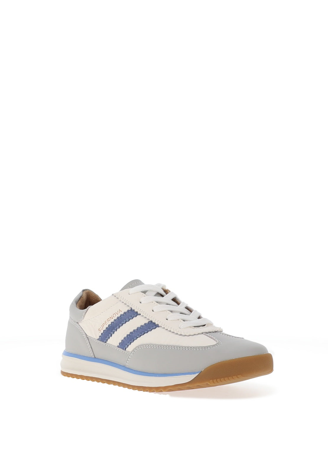 Drilleys Seventy-Three Leather Colour Block Trainers, White & Blue