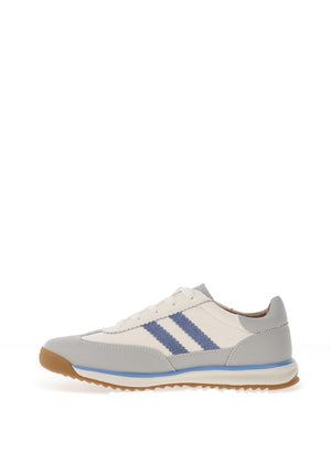 Drilleys Seventy-Three Leather Colour Block Trainers, White & Blue