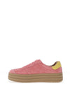 Drilleys Sixty Eight Suede Platform Trainers, Pink and Yellow
