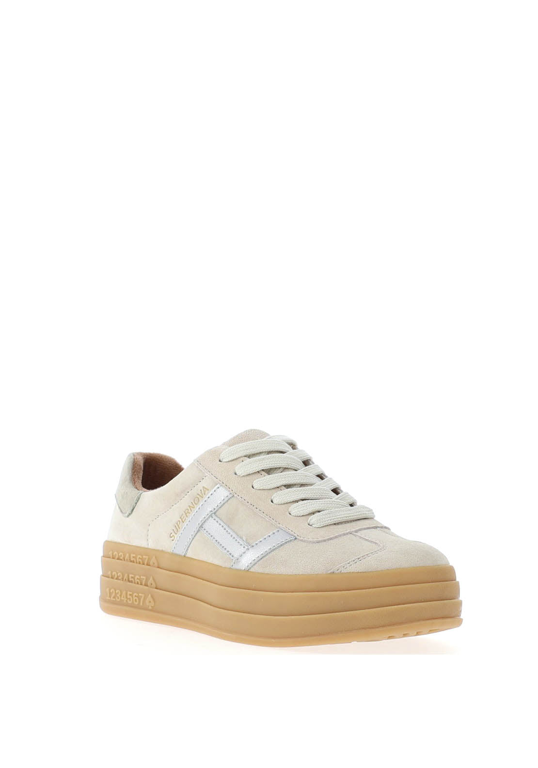 Drilleys Sixty Eight Suede Platform Trainers, French Vanilla
