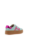 Drilleys Sixty Eight Suede Platform Trainers, Green & Pink