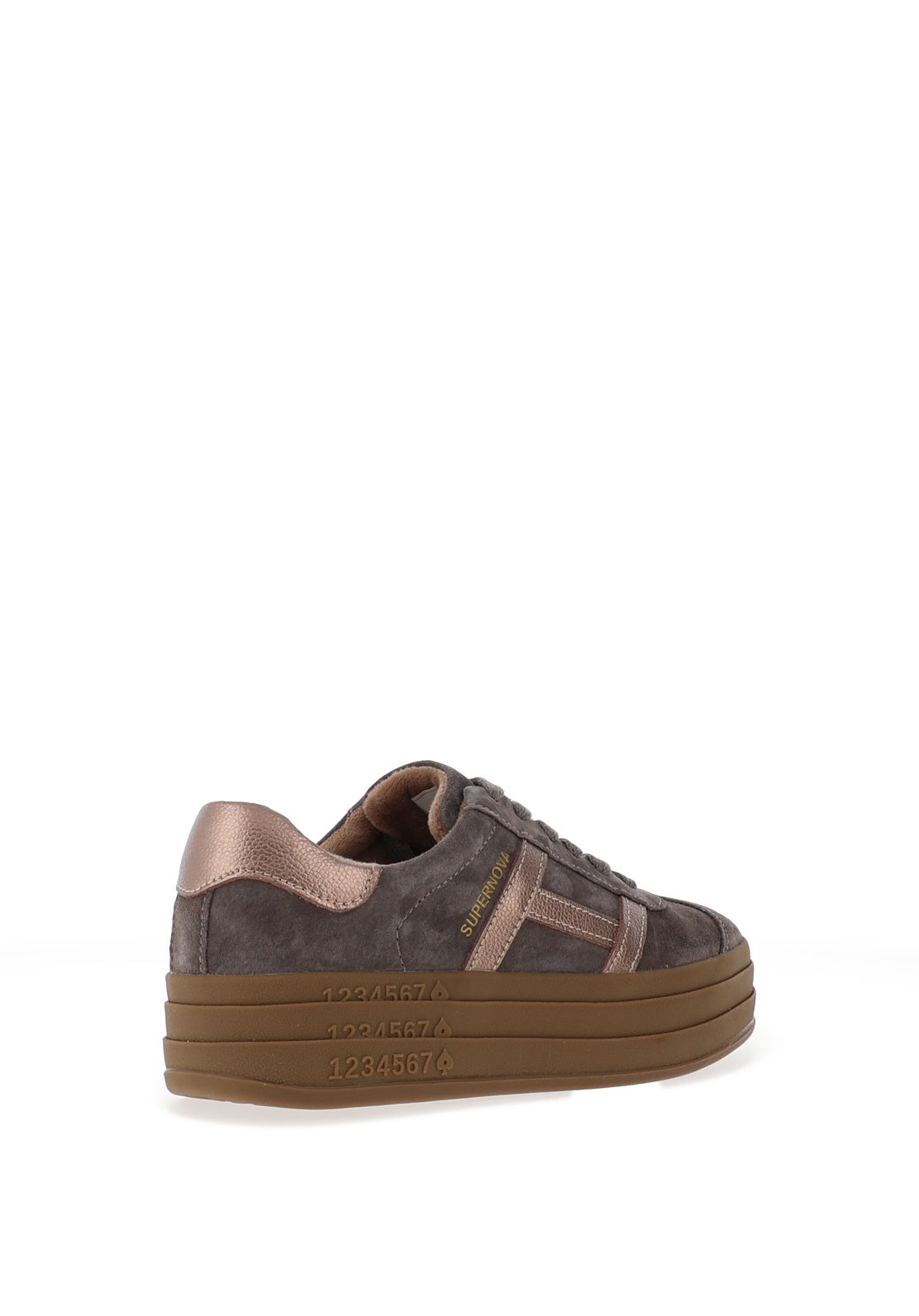 Drilleys Sixty Eight Suede Platform Trainers, Grey and Rose Gold
