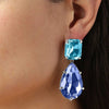 Dyrberg/Kern Golari Drop Earrings, Aqua and Silver