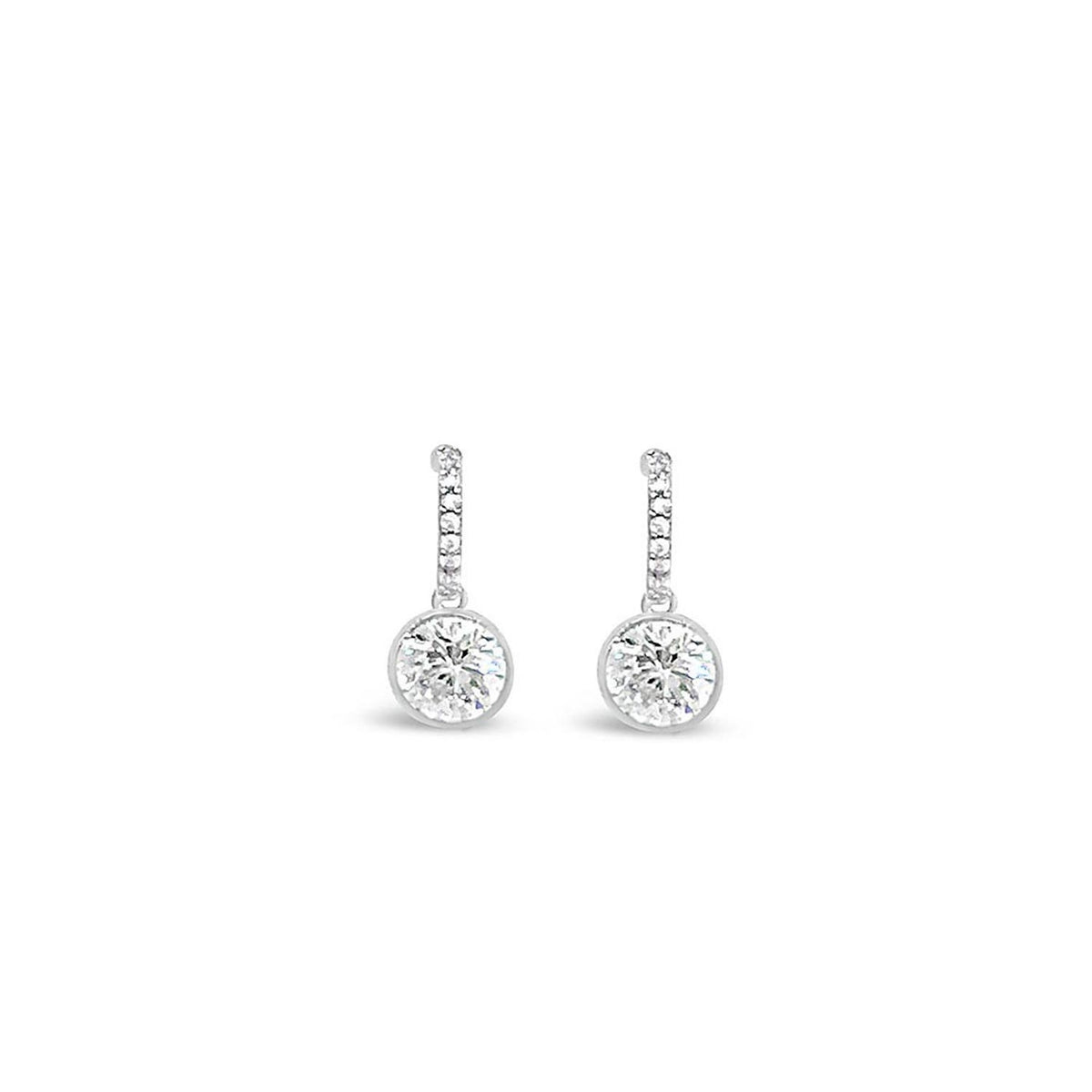 Absolute Small CZ Drop Earrings, Silver