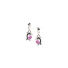 Ear Sense Kids Dolphin Pink Pearl Stud Earrings, Silver