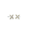 Earsense Silver Encrusted Flower Studs, Diamante