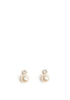9 Carat Gold CZ Oval Ivory Pearl Stud Earrings, Gold