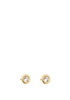9 Carat Gold Solitaire CZ Stud Earrings, Gold