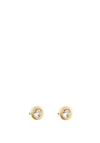 9 Carat Gold Solitaire CZ Stud Earrings, Gold