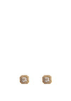 9 Carat Gold CZ Square Halo Earrings, Gold