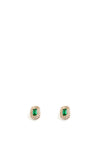 9 Carat Gold CZ Rectangular Emerald Green Halo Stud Earrings, Gold