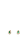 9 Carat Gold CZ Rectangular Emerald Green Halo Stud Earrings, Gold