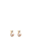 9 Carat Gold CZ Round Blush Pearl Stud Earrings, Gold
