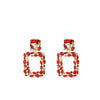 Serafina Collection Gem Embellished Square Drop Earrings, Red