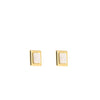 Serafina Collection Gem Gold Frame Clip on Earrings, Gold and White