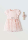 Ebita Baby Girl Dress and Headband Set, Pink