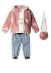 Ebita Baby Girl Bunny and Hearts 4 Piece Set, Pink