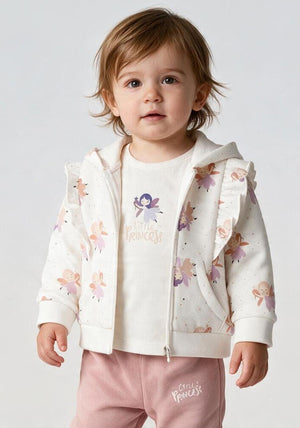 Ebita Baby Girl Princess 3 Piece Tracksuit, Cream Multi