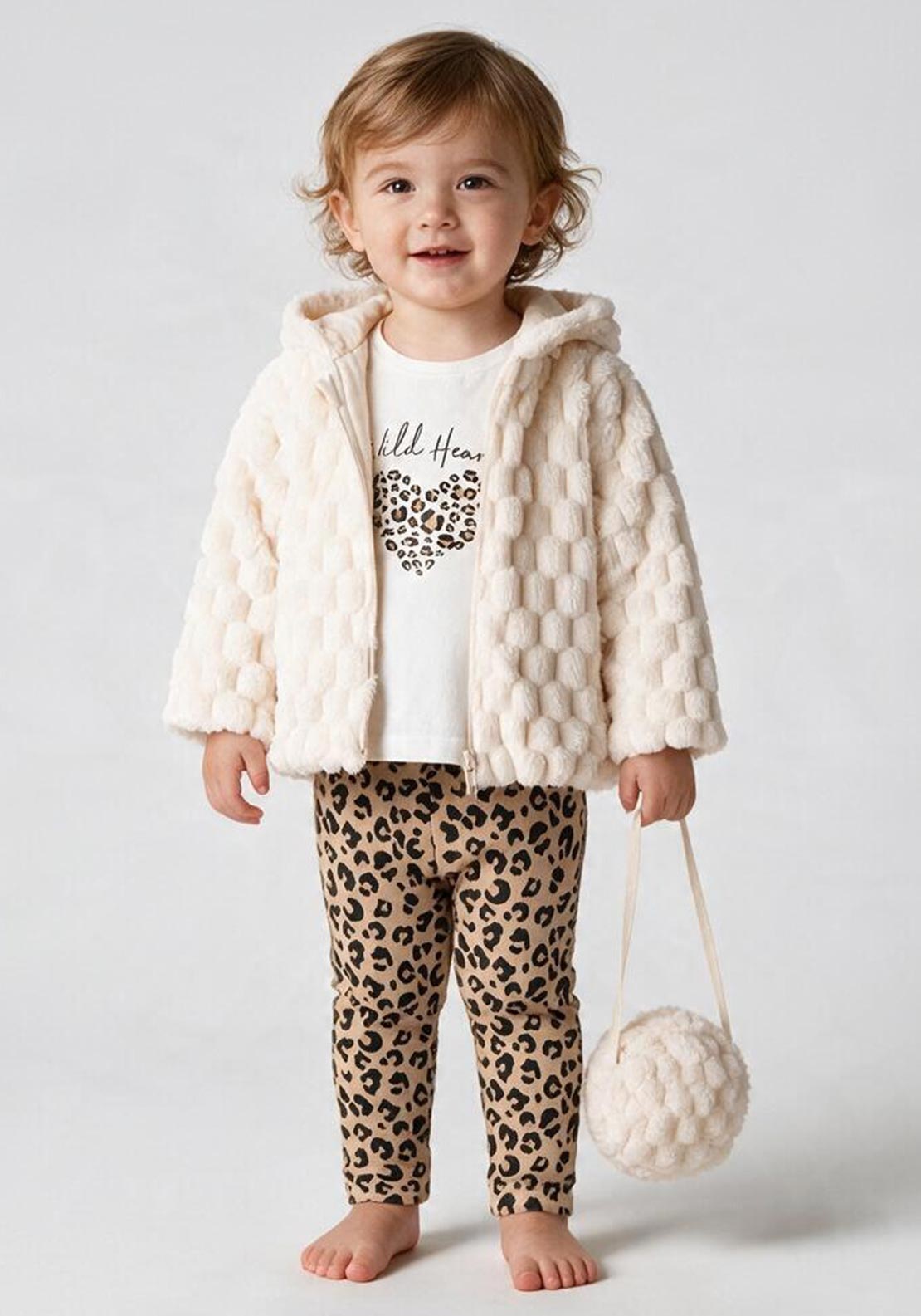 Ebita Baby Girl Wild Heart 4 Piece Set, Beige