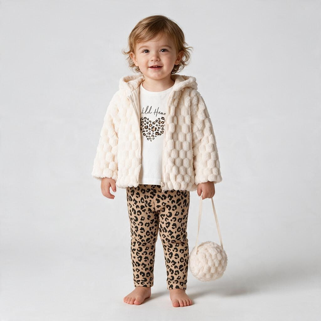 Ebita Baby Girl Wild Heart 4 Piece Set, Beige