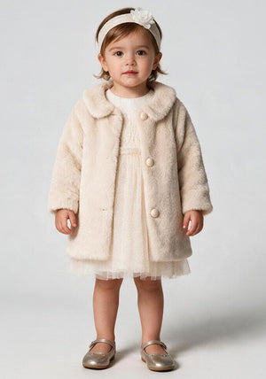 Ebita Baby Girl Coat and Dress Set, Beige