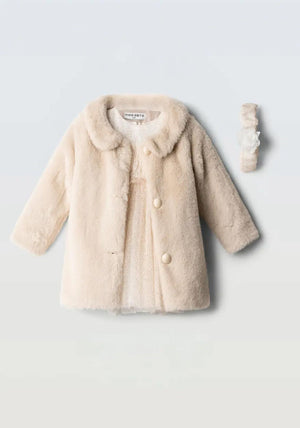 Ebita Baby Girl Coat and Dress Set, Beige