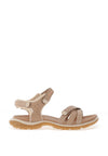 Ecco Womens Leather Multi Strap Velcro Sandals, Nude Limestone