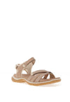 Ecco Womens Leather Multi Strap Velcro Sandals, Nude Limestone