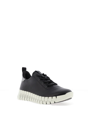 Ecco Womens Gruuv Laced Trainer, Black & Light Grey