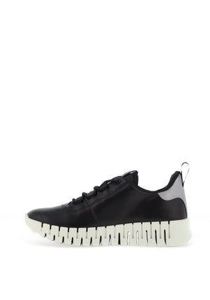 Ecco Womens Gruuv Laced Trainer, Black & Light Grey