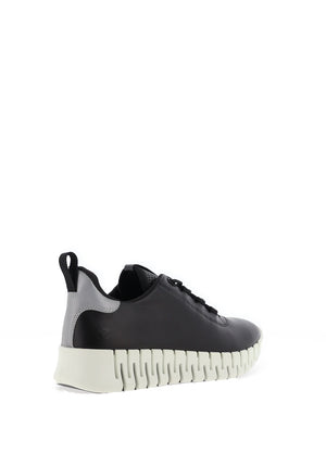 Ecco Womens Gruuv Laced Trainer, Black & Light Grey