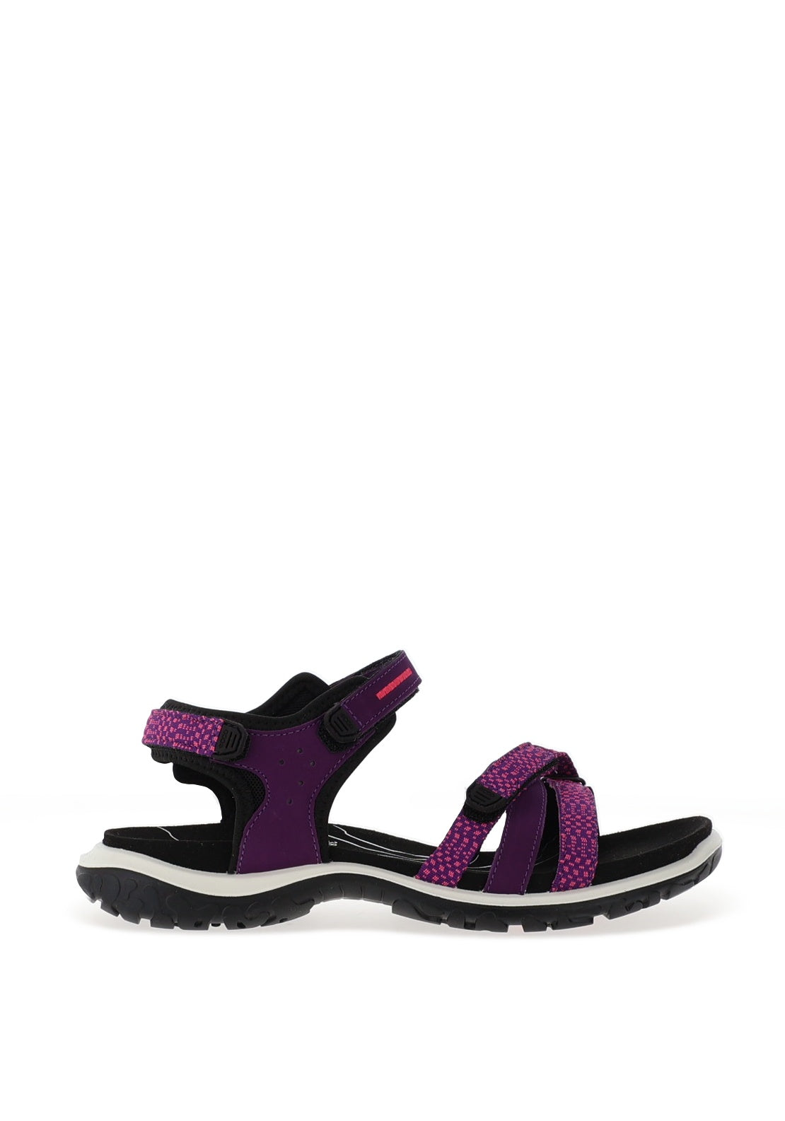 Ecco Womens Leather Multi Strap Velcro Sandals, Purple Beetroot