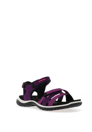 Ecco Womens Leather Multi Strap Velcro Sandals, Purple Beetroot