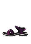 Ecco Womens Leather Multi Strap Velcro Sandals, Purple Beetroot