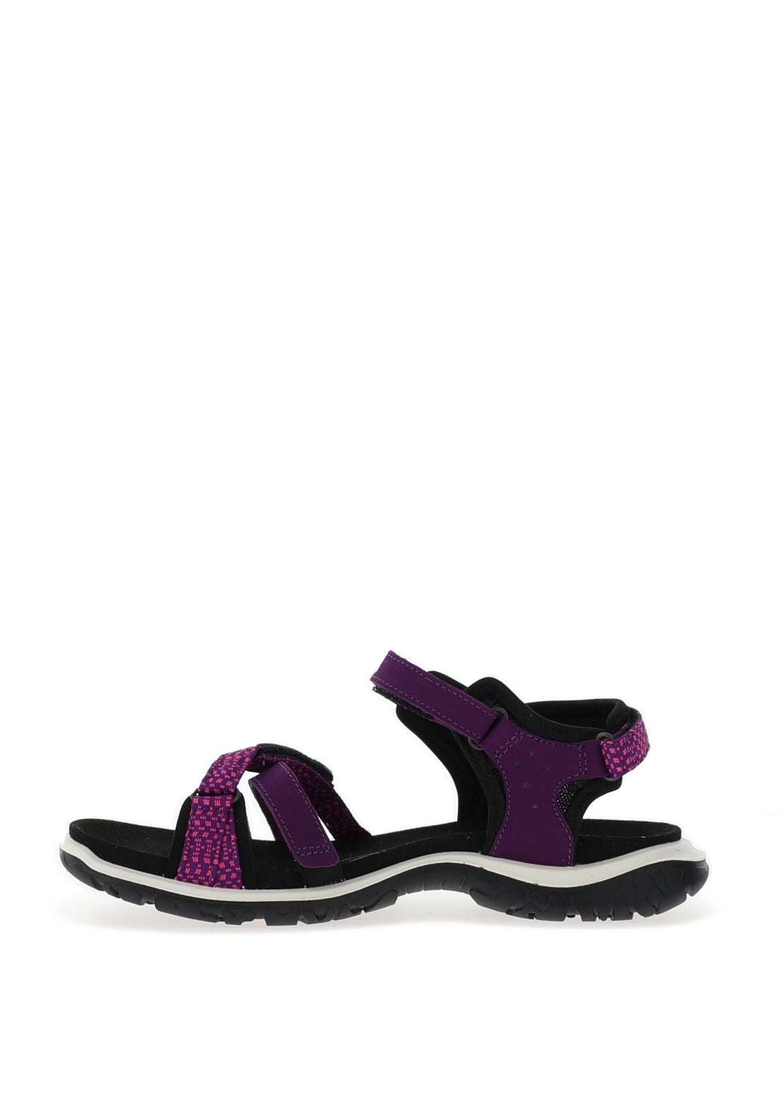 Ecco Womens Leather Multi Strap Velcro Sandals, Purple Beetroot
