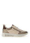Ecco Womens Gruuv Leopard Panel Laced Trainer, Beige