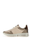 Ecco Womens Gruuv Leopard Panel Laced Trainer, Beige