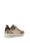 Ecco Womens Gruuv Leopard Panel Laced Trainer, Beige