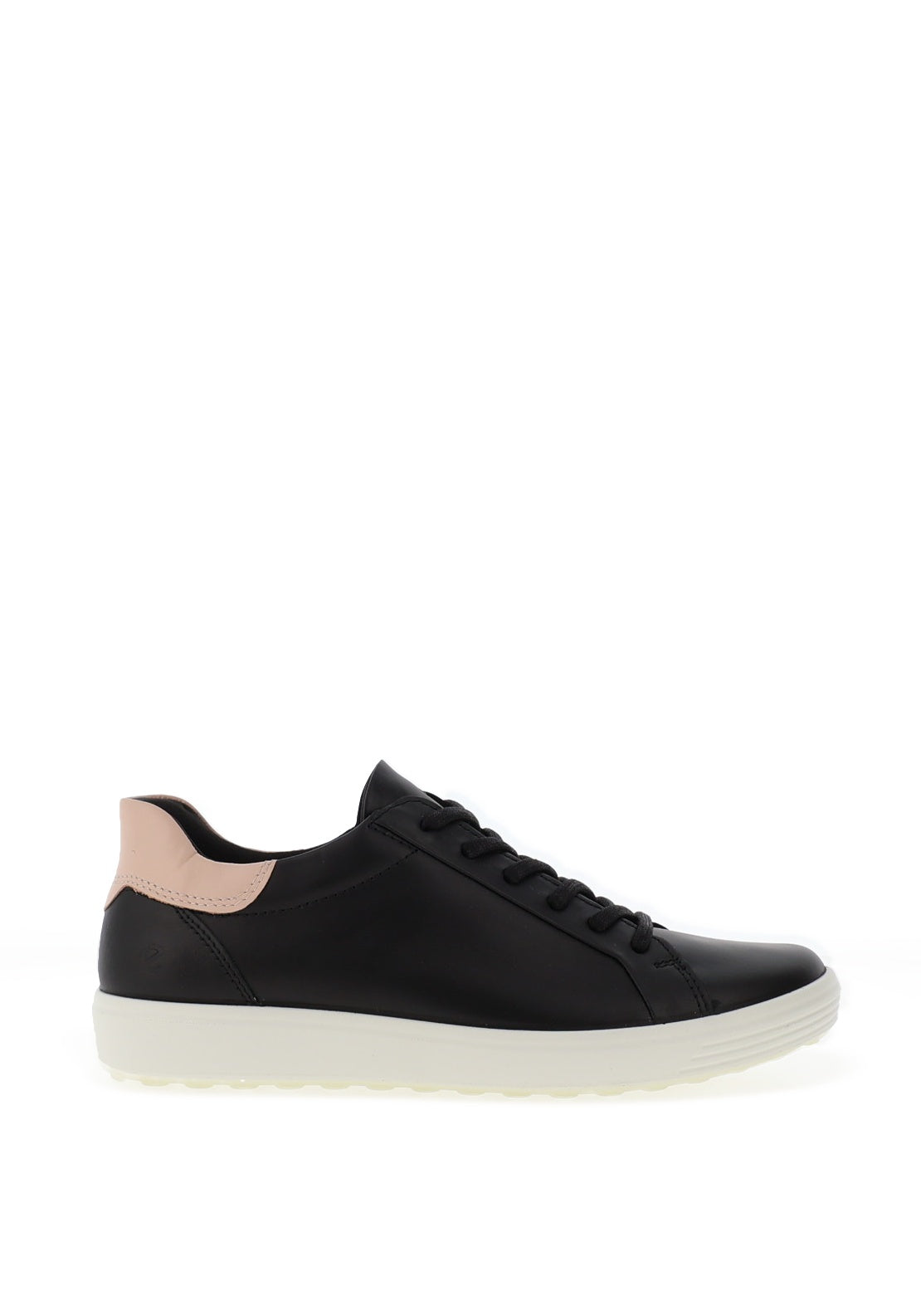 Ecco Womens Leather Soft 7W Trainers, Black & Rose Dust