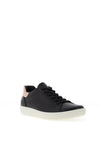 Ecco Womens Leather Soft 7W Trainers, Black & Rose Dust