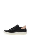 Ecco Womens Leather Soft 7W Trainers, Black & Rose Dust