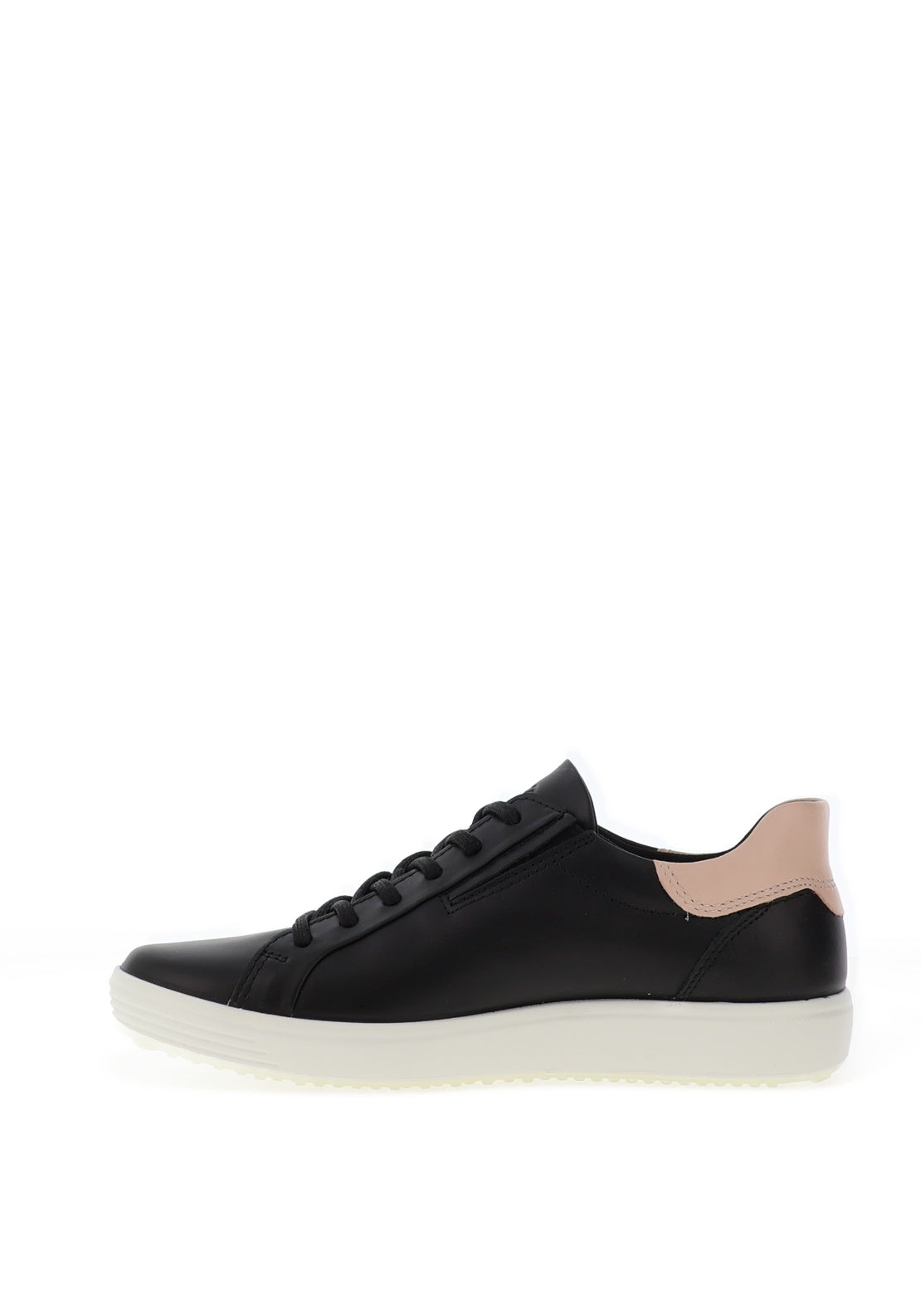 Ecco Womens Leather Soft 7W Trainers, Black & Rose Dust